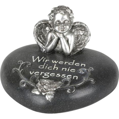 Spruchstein Herz 12x10cm Steinoptik Grabschmuck Grabdeko Gedenkstein Dekoherz  - Nie vergessen