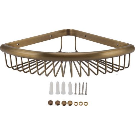 tagère de rangement triangulaire en laiton pour douche d'angle Vintage, étagère d'angle pour organisateur de salle de bains (1/5)