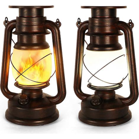 Lanterne solaire d'extérieur, lot de 2 lampes anti-tempête solaires, lanterne de jardin solaire, lampe anti-tempête LED, deux modes d'éclairage, lanterne décorative étanche pour porche