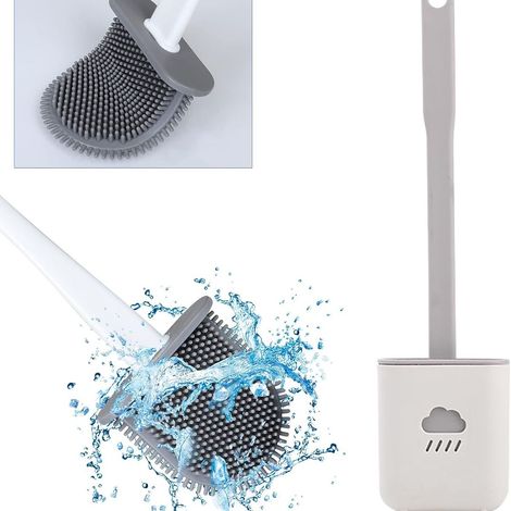 Brosse de toilette, ensemble de toilette antidérapant, accessoires de salle de bain, brosse de toilette en silicone avec-AquaForge (1/5)