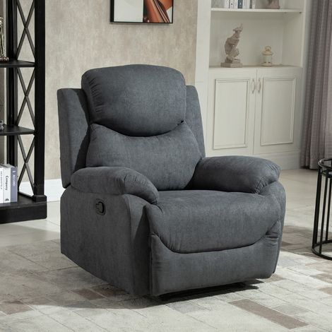 Poltrona Relax Manuale Ergonomica in Tessuto, Poltrona Reclinabile a 150° e Poggiapiedi per Casa e Ufficio, 93x88x102cm, Grigio Scuro (1/5)