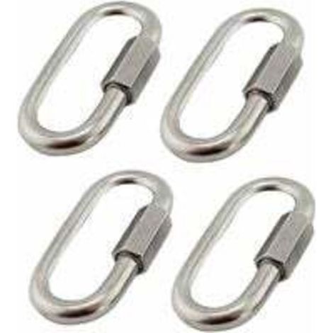 Confezione da 4 connettori rapidi in acciaio inossidabile M6/0,24 304, moschettoni in acciaio inossidabile con viti ovali a forma di D, molto resistenti per esterni/interni, campeggio ed escursionismo (1/4)