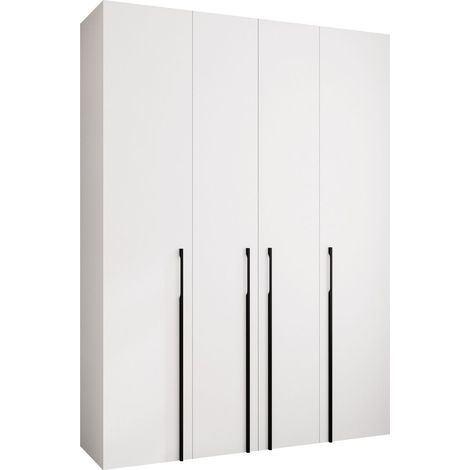 Armario Hartford 570, Blanco, 246x180x52cm, Puertas de armario: Con bisagras, Número de estantes: 0