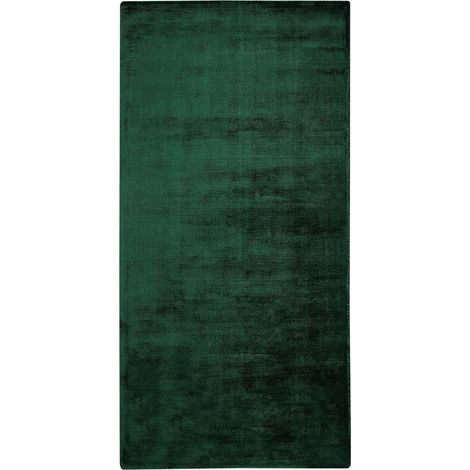 Tapis de Salon et Bureau Moderne en Viscose 80 x 150 cm Vert Foncé Gesi II (1/5)