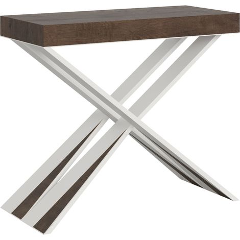 Console Extensible 90X40/196 Cm Diago Small Noyer Structure Blanc