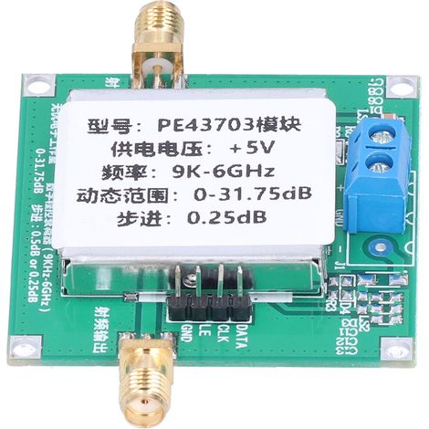Atténuateur RF Numérique PE43703 DC 5V 9KHz‑6GHz 0.25dB Pas à 31.75dB Module Carte Dissipation Thermique (1/5)