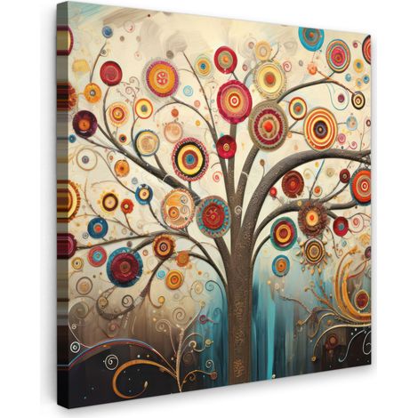 TABLEAU SUR TOILE Arbre - Arbre de vie - Couleur Tableau Chambre Adulte 90x90 cm