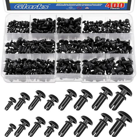 400pcs 8 taille nylon amovible Push fixations rivets 2mm 3mm 3.5mm 4mm 5mm noir Push pinces rivets voiture pare - chocs clips de fixation (1/5)