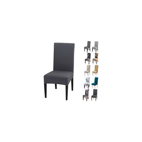 Housse de chaise Lot de 6 Housses de Chaise Extensibles Universelle - Moderne - Gris (1/5)