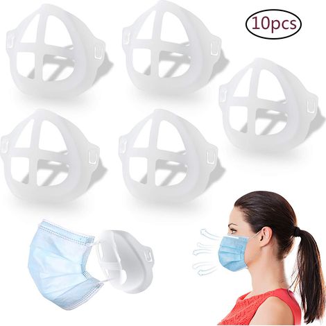 Support de masque 3D, protège le rouge à lèvres et les lèvres, support intégré, support pour l'arête du nez, respiration facile, paquet de 10. (1/5)