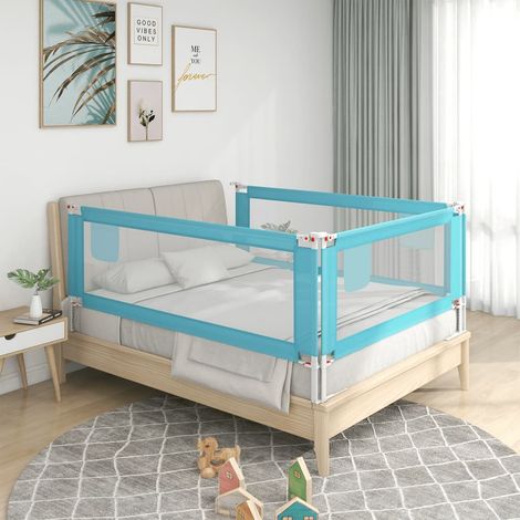 Barrière de Lit pour enfant - Barrière de protection de lit Bleu 100x25 cm Tissu BV957223 - BonneVie (1/5)