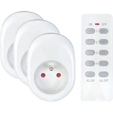 Tibelec – Kit de 3 prises connectées avec télécommande – Portée 70m – Fréquence 433,92 MHz – Puissance 3680W, 16A, 230V (1/5)