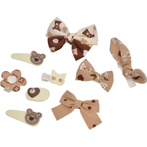 Lot de 9 pinces à cheveux en tissu à motifs de fleurs et de dessins animés mignons, parfaites pour l'automne et l'hiver. (1/5)