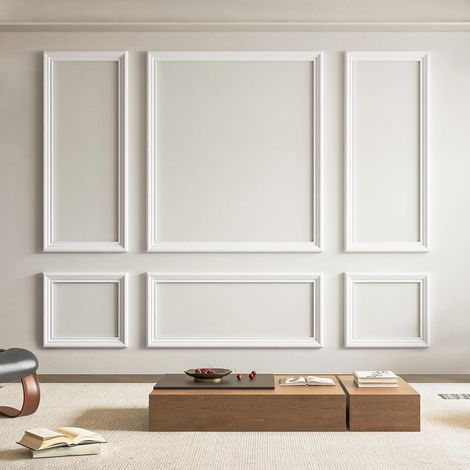 Lot de 6 moulures murales prédécoupées  pour Décoration Murale Intérieure,À installer avec de la colle,3 Panneaux Supérieurs et 3 Panneaux Inférieurs (1/5)