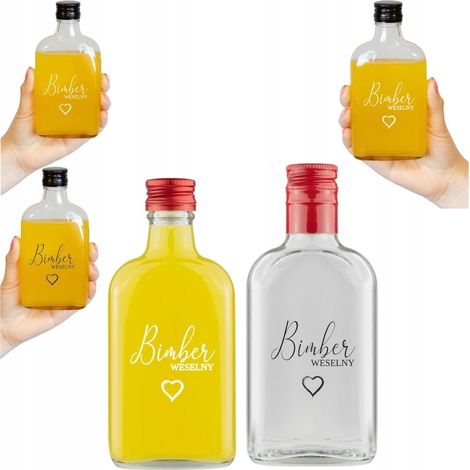 Lot de 5 flasques de 200 ml imprimées « Clair de lune » (cadeau de mariage) (1/5)