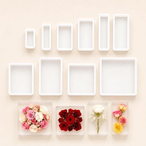 Lot de 10 moules Silicone resine epoxy rectangulaire Tailles Différentes, Démoulage Facile, Réutilisables, Résistants à la Déformation et aux Déchirures (1/5)