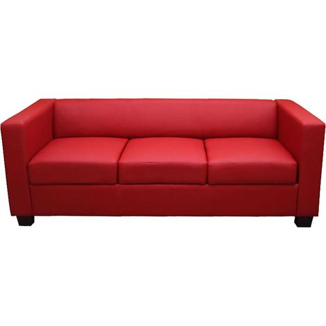 3er Sofa Lille Leder, rot (1/2)