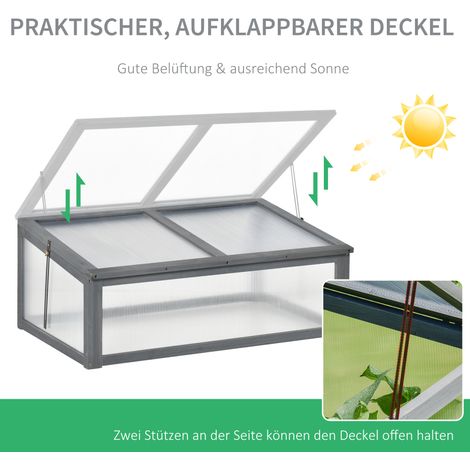 Mini-serre, petite serre de jardin, panneaux en polycarbonate, excellente transmission lumineuse, 100L x 65l x 40H cm (1/4)