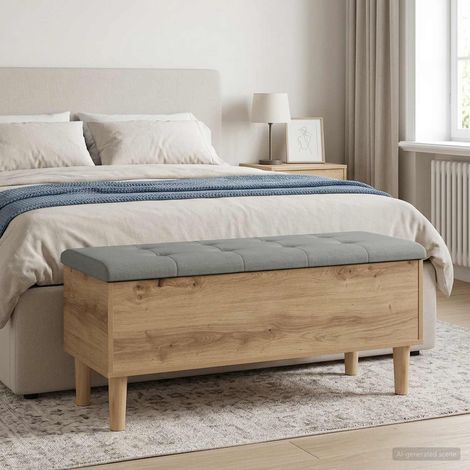 vidaXL Banc de rangement avec coussin Chêne artisanal 102 x 42 x 46 cm (1/5)