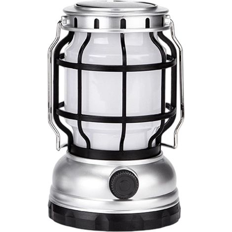 Lampe LED, rechargeable solairement, lampe de camping, rechargeable par USB, haute luminosité, lampe torche, matériel de prévention des catastrophes, argentée), pliable, portable, lampe de tente (1/5)