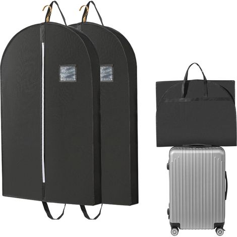 2 Packs Housse Vetements à Suspendre 110 60 10cm, Housse Costume Voyage avec Poignées pour Vêtements, Manteaux, Vestes, Chemises (Noir) (1/4)