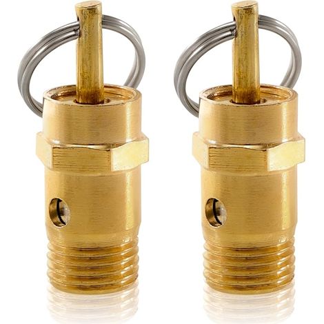 2 x 1/4" 125 PSI Brass Air Compressor Pressure Relief Valve 1/4" AG 1/4" BSP Safety Valve Pressure Relief Valve (1/5)