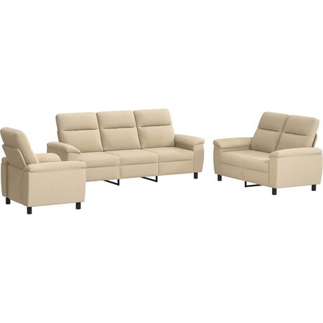 Sofa-Set 3 pcs Creme Stoff vidaXL
