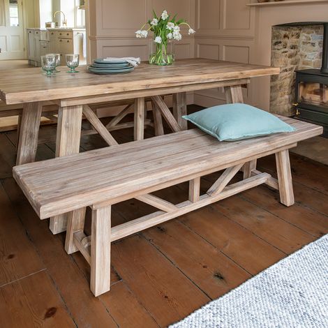 Garden Trading Chilford Solid Wood Acacia Bench Seat Indoor Outdoor 1.6m