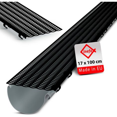 INEFA Laubfangstreifen Dachrinnen Laubschutz NW 100-150 (Ø100-160mm) 100cm, 1 Stk. Dachrinnenschutz, Dachrinnenabdeckung, Made in Germany: Schwarz