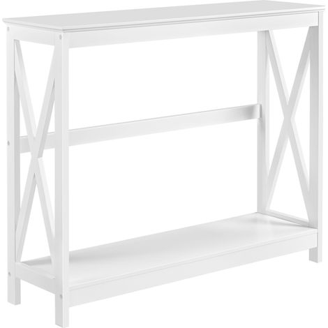 Homevive Mesa de Consola Blanca con Forma X Estantes Mesa Auxiliares para Recibidor Pasillos Salón Mesa Estrecha de Estilo Moderno 101 x 30 x 81 cm Blanco (1/5)