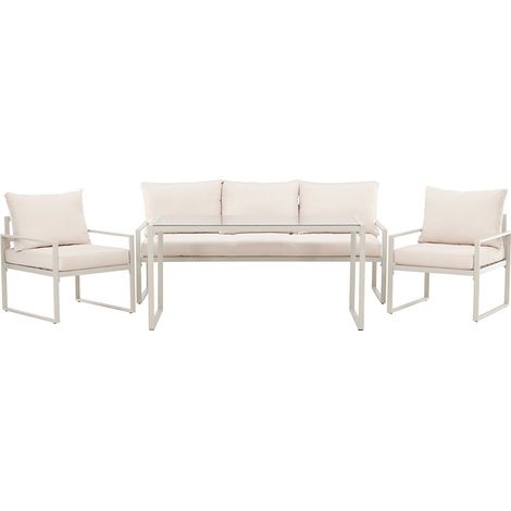 Catania Loungeset 1 "Esstisch", 1 Sofa, 2 Stühle beige.