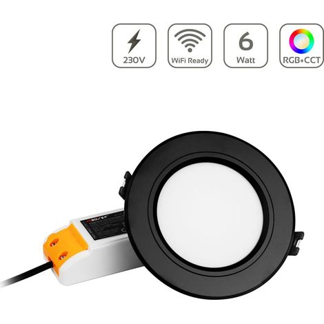 MiBoxer RGB+CCT LED Einbaustrahler rund  6W Ø118mm 2.4GHz WiFi ready FUT068 - Farbe: schwarz