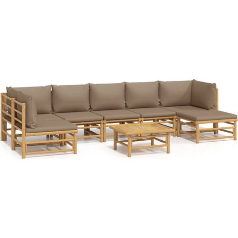Maison Exclusive - Set Salotto da Giardino 8pz con Cuscini Tortora Bambù