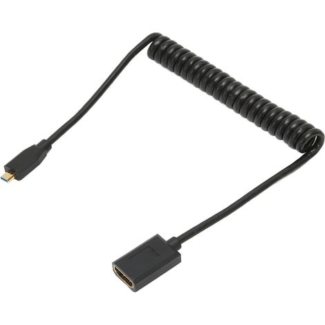 Câble d'interface multimédia HD micro vers femelle 8K 60 Hz 48 Gbit/s, câble adaptateur vidéo spiralé pour tablette, TV et caméra (1/5)