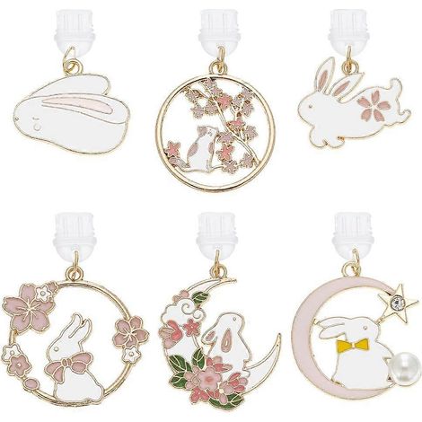Lot de 6 bouchons anti-poussière pour ports USB Type-C avec pendentifs lapin - Kit de fabrication de petits lapins (1/5)