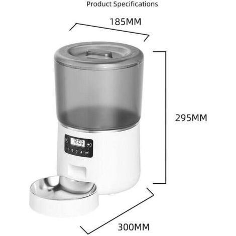 Distributeur automatique de croquettes pour chats, 4 litres. Convient aux chats et aux chiens. Connexion via application. Noir. (1/3)