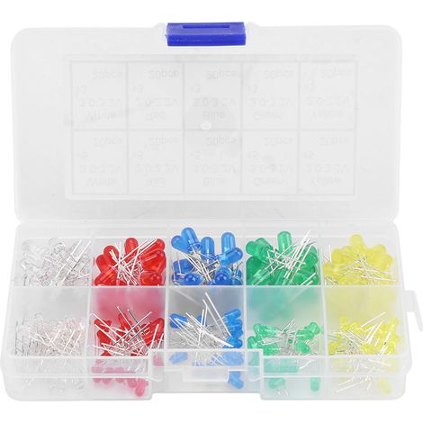 Lot de 200 diodes LED 3mm 5mm, couleurs assorties rouge jaune blanc vert bleu, kit d'éclairage émetteur (1/5)