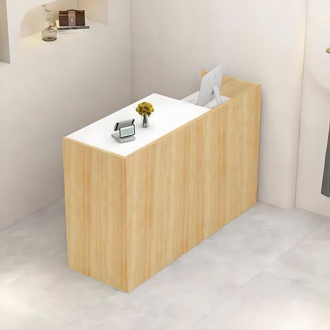 Empfangstheke mit Stauraum, 80-200 cm, Holzoptik, für Büro, Praxis, Laden (1/5)