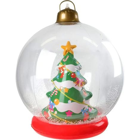 Boule de Noël gonflable de 61 cm (24 pouces), ornement, grande boule gonflable transparente, décoration de Noël avec bonhomme de neige, Père Noël et sapin à l'intérieur pour les fêtes, jardin, décorat (1/5)