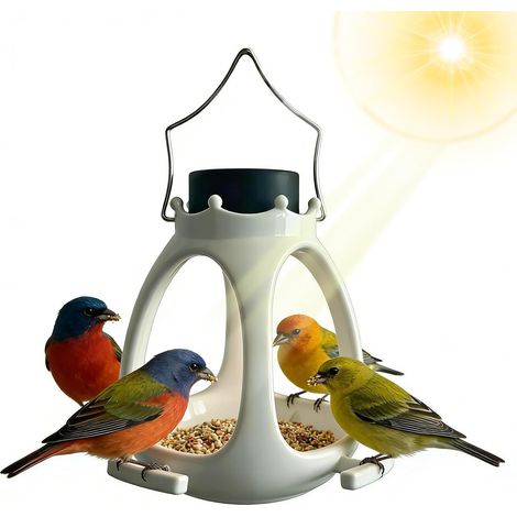 Casita para pájaros con energía solar, decoración exterior con luces. (1/5)