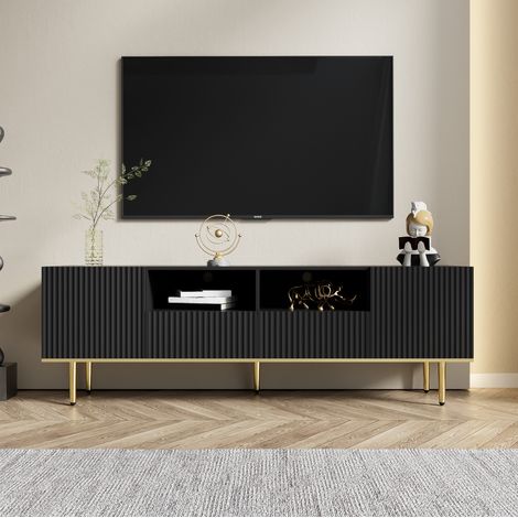TV Möbel mit 2 Schubladen 165x36x55 cm Schwarz Gold OKMYHOME (1/5)