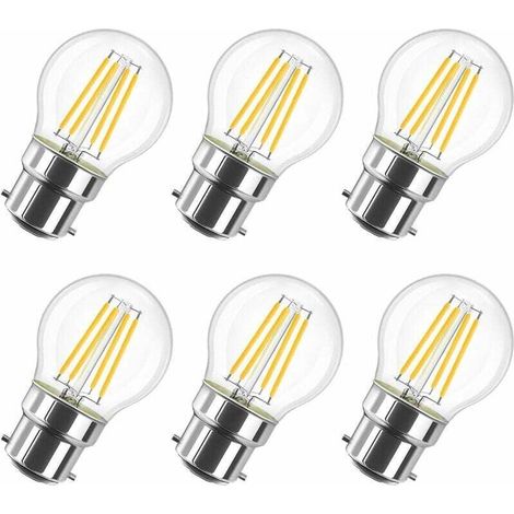 4W G45 B22 Bayonate LED Filament Bulb, 2700K Warm White, 470Lm, Vintage Bulb, Non-Dimmable, Pack of 6 [Energy Class E] (1/4)