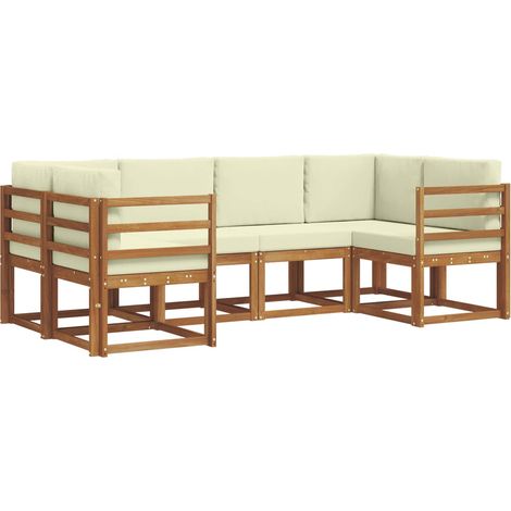 Outdoor Sofa Set with Cushion 6 pcs Natural and Cream vidaXL