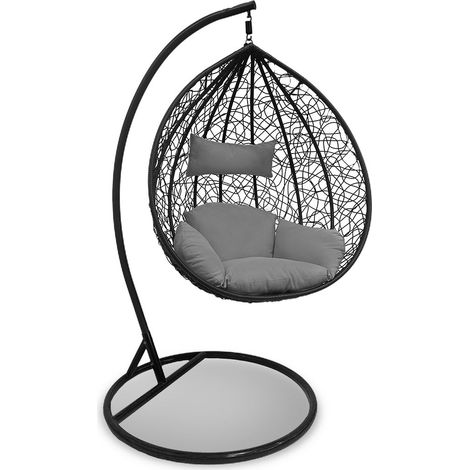 Silla Mecedora Gris. Cesta Colgante. Muebles de Jardin y Terraza, Gris