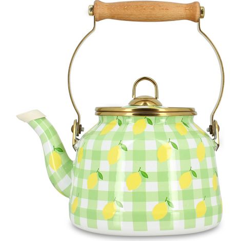 Bouilloire 2,5L en acier émaillé, VICHY CERISE (1/2)