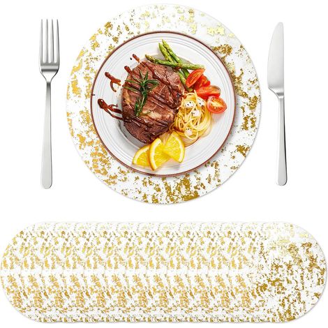 Runde Tischsets Gold, Sets de Table Jetables Ronde per Hotel e Ristoranti (1/5)