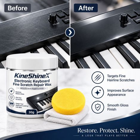KineShineX Creme zur Reparatur von Kratzern an Tastaturgehäusen, zum Entfernen kleinerer Kratzer, sowie als Polier- und Glanzwachs für ein frisches Aussehen. (1/5)