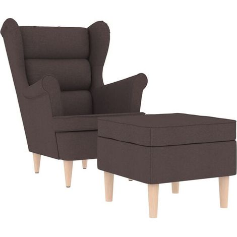 Fauteuil avec repose-pieds, tissu marron foncé (1/5)