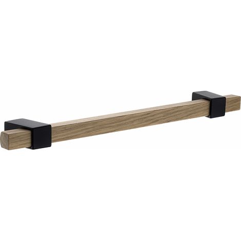Centrale Brico – Poignée de porte d'intérieur Beam 192mm – Chêne laqué et noir mat – Entraxe 192mm – Pour bois dur