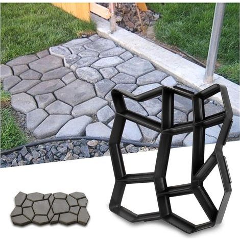 Moule maçonnerie pour béton – Forme trottoirs 42.5 x 42.5 x 4 cm – Réutilisable pour dalles et bordures – Matériau ABS noir – Pour béton armé (1/5)